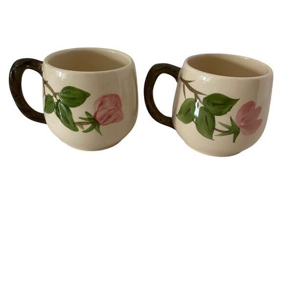 Vintage Franciscan Desert Rose Mugs Cups Set of 2 Pink Floral USA & England - Picture 2 of 4